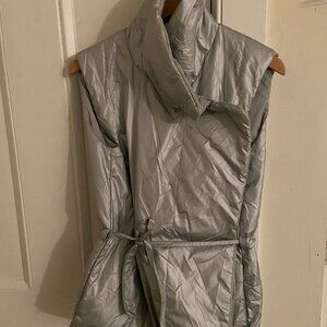 Norma Kamali Sleeping Bag Vest - Silver Grey - Size M - EUC